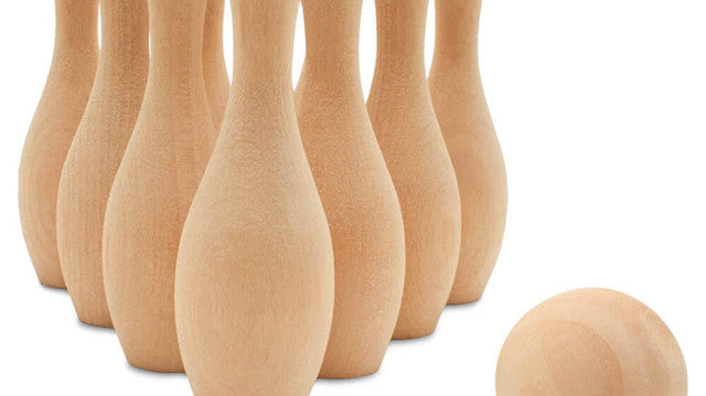 Mini Wooden Bowling Pins For Fun, Trophies & Crafts