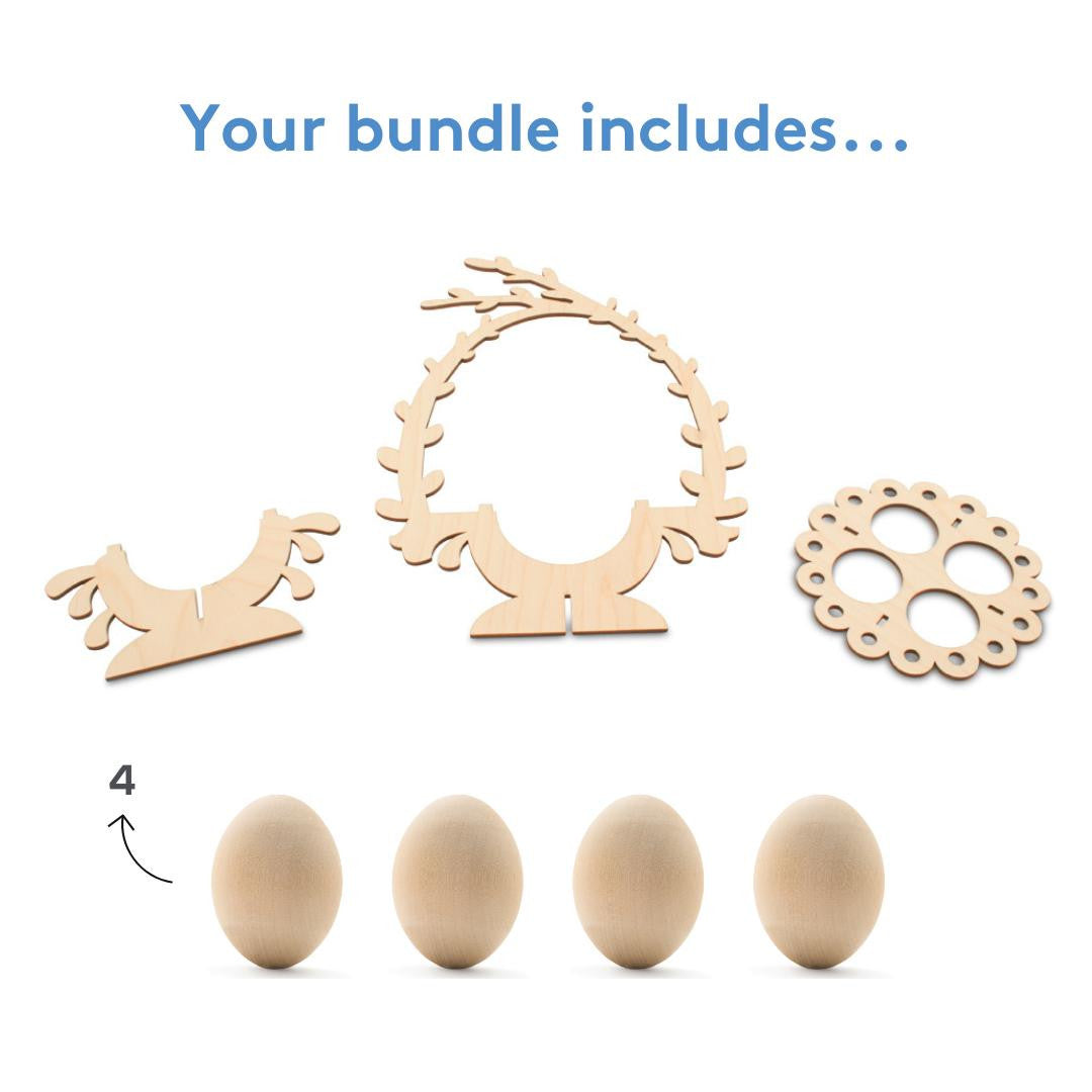 4-Egg Display Kit With Eggs, Bird Nest Style