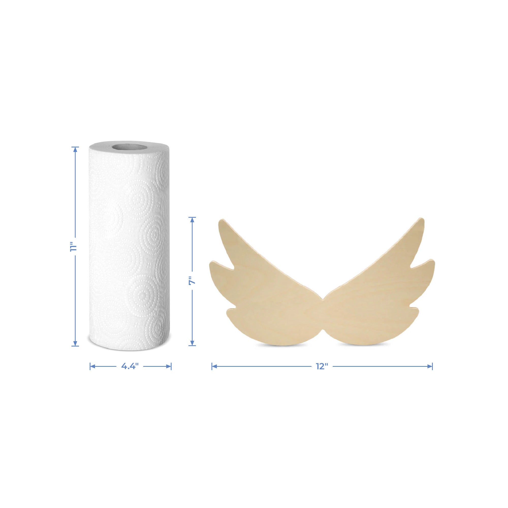 12" Wood Angel Wings Cutout, 12" x 7" x 1/4"