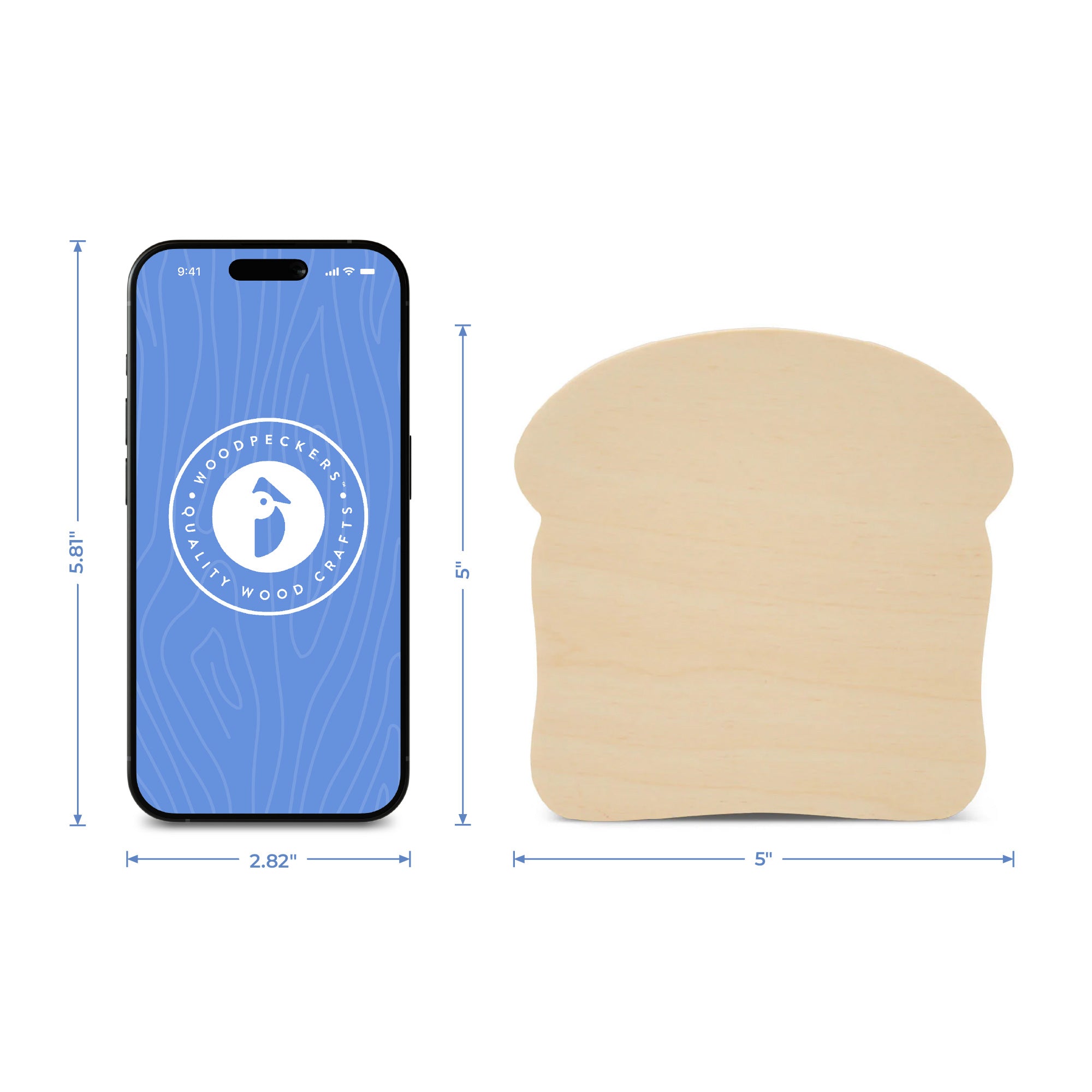 Wood Bread Slice Cutout, 5"