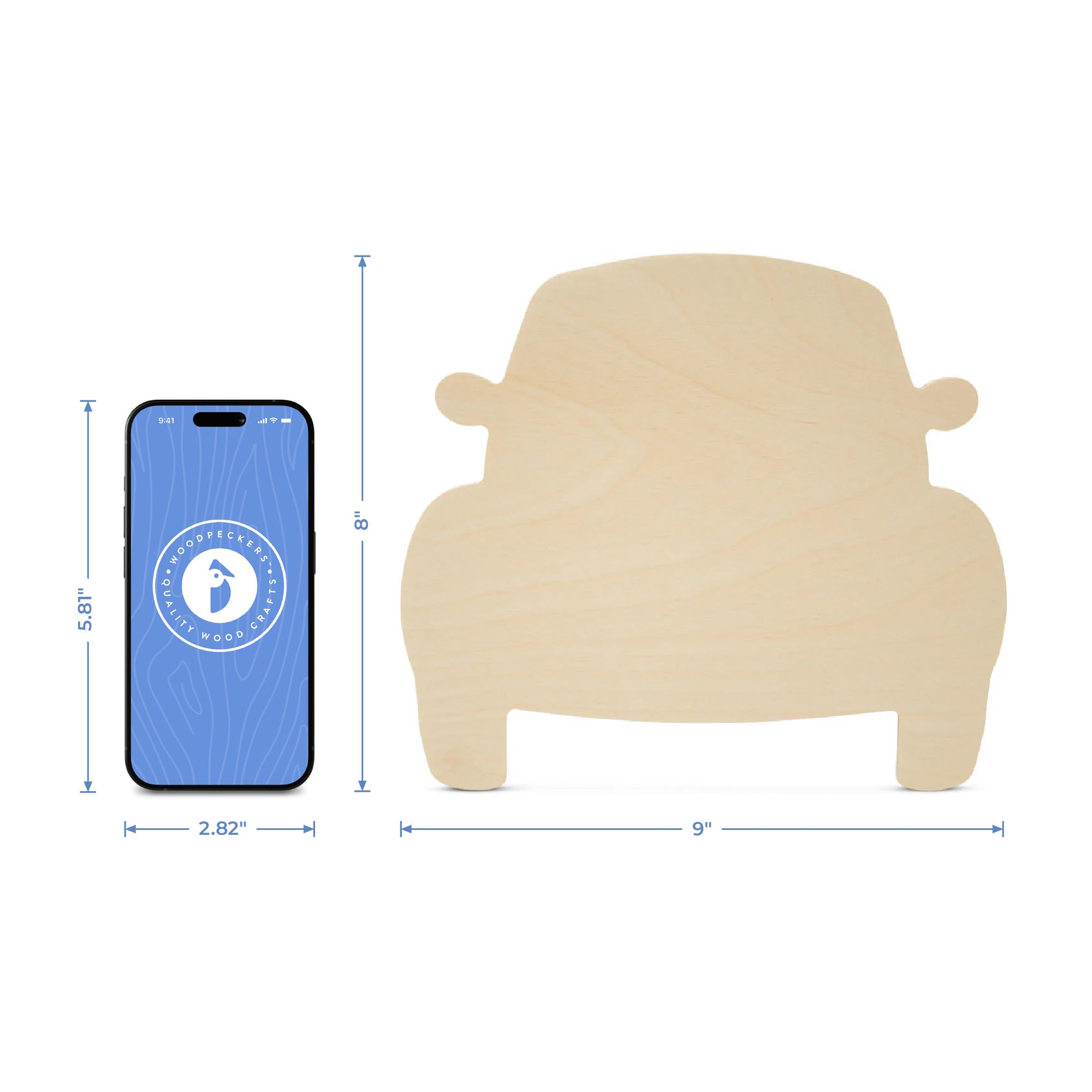 Wood Beetle Car Cutout, 8"