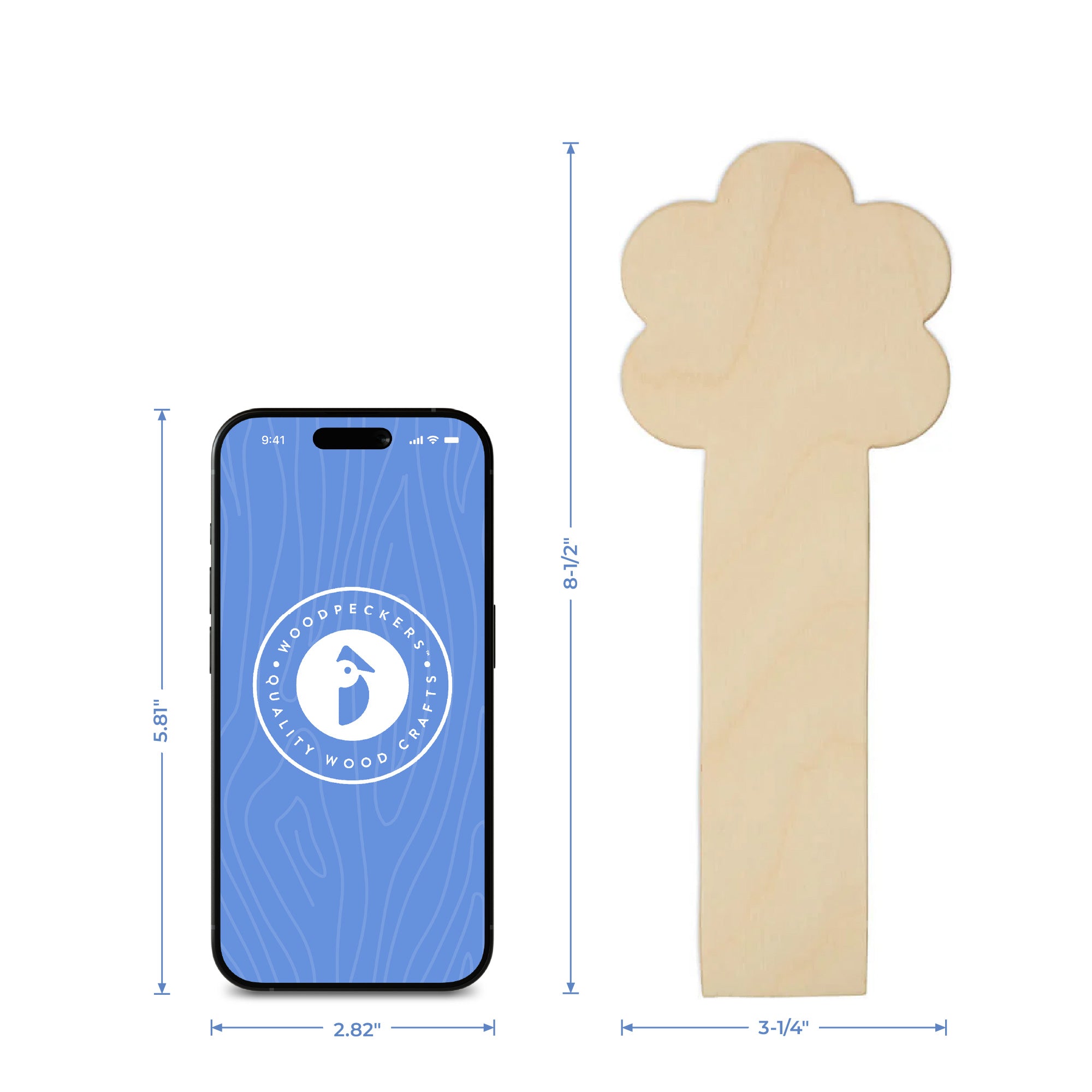 8-1/2" Flower Bookmark Wood Cutout