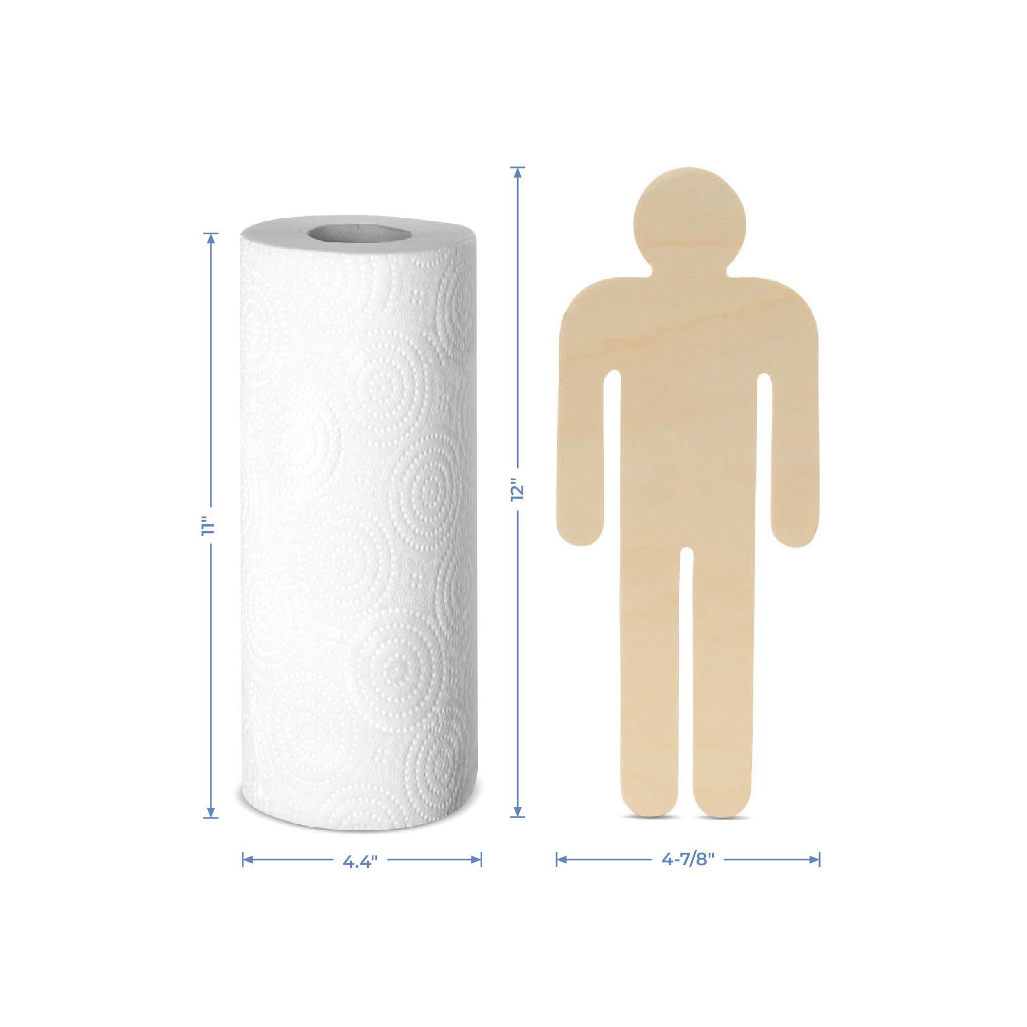 12" Wood Male Cutout, 12" x 4-7/8" x 1/4"