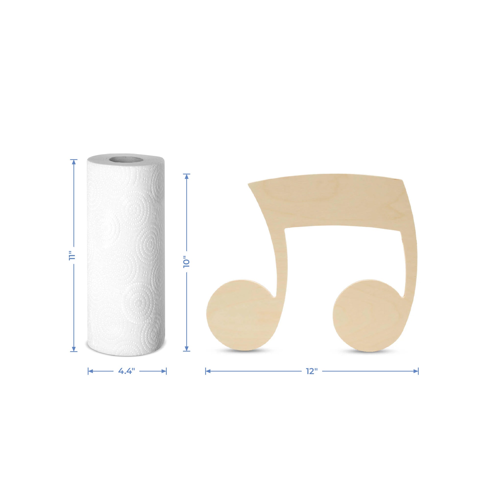 12" Wood Musical Notes Cutout, 12" x 10" x 1/4"