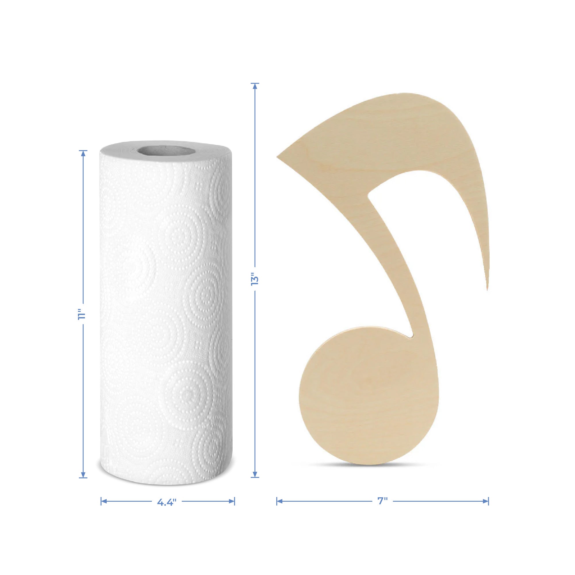 13" Wood Musical Note Single Cutout, 13" x 7" x 1/4"