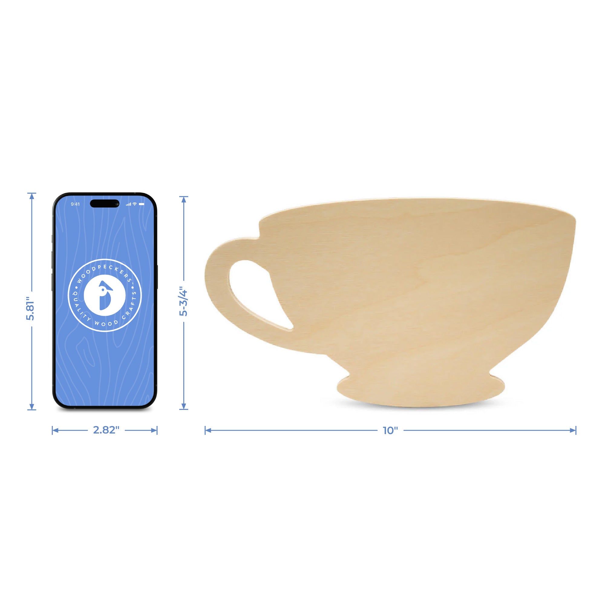 12" Wood Tea Cup Cutout, 12" x 7" x 1/4"