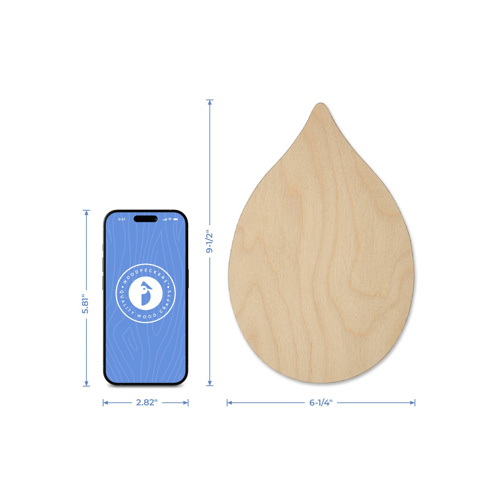 9-1/2" Teardrop Wood Cutout