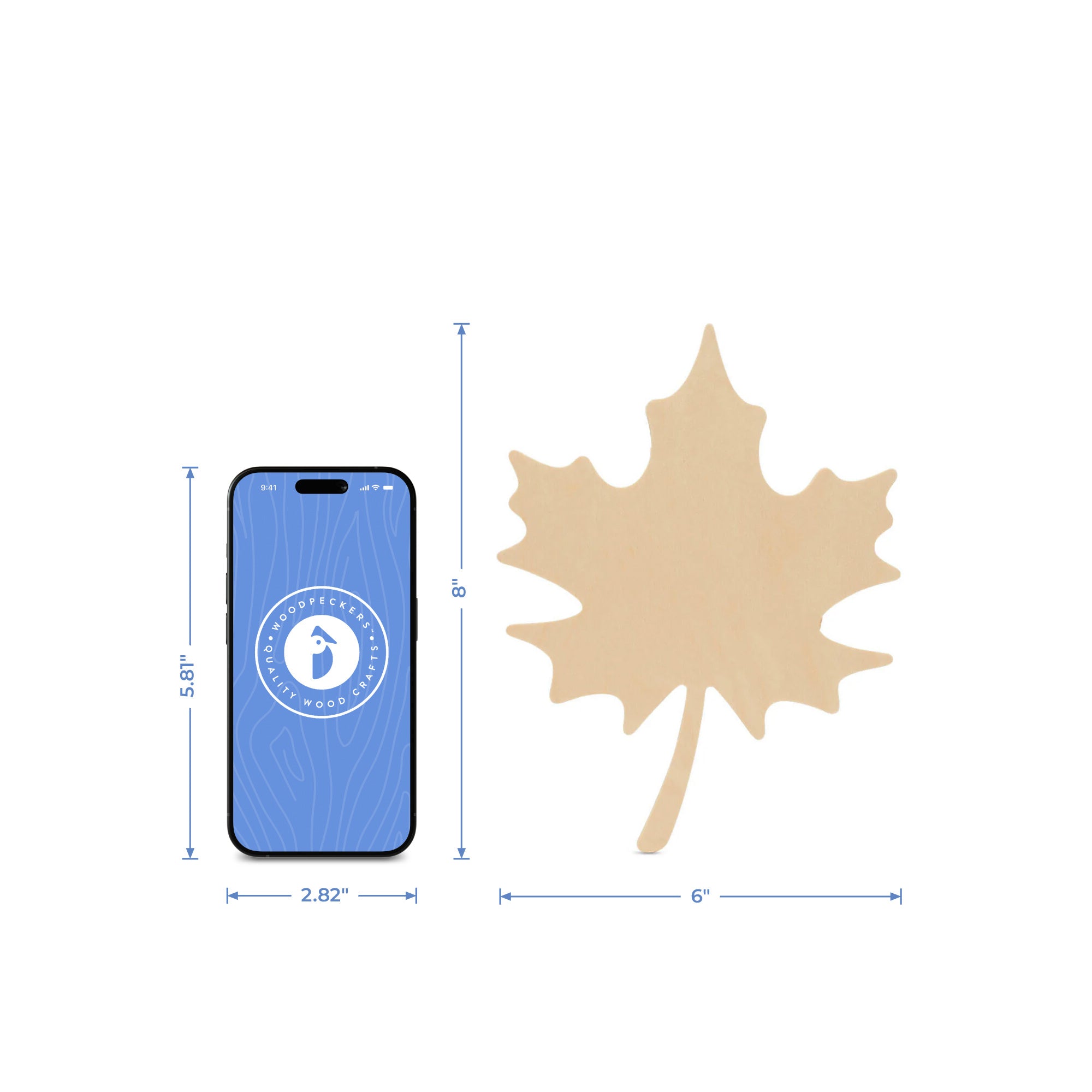 Wood Maple Leaf Cutout Small, 8" x 6"