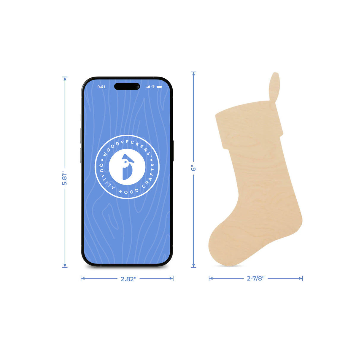 Christmas Stocking Cutout, Small 6" x 2-7/8"