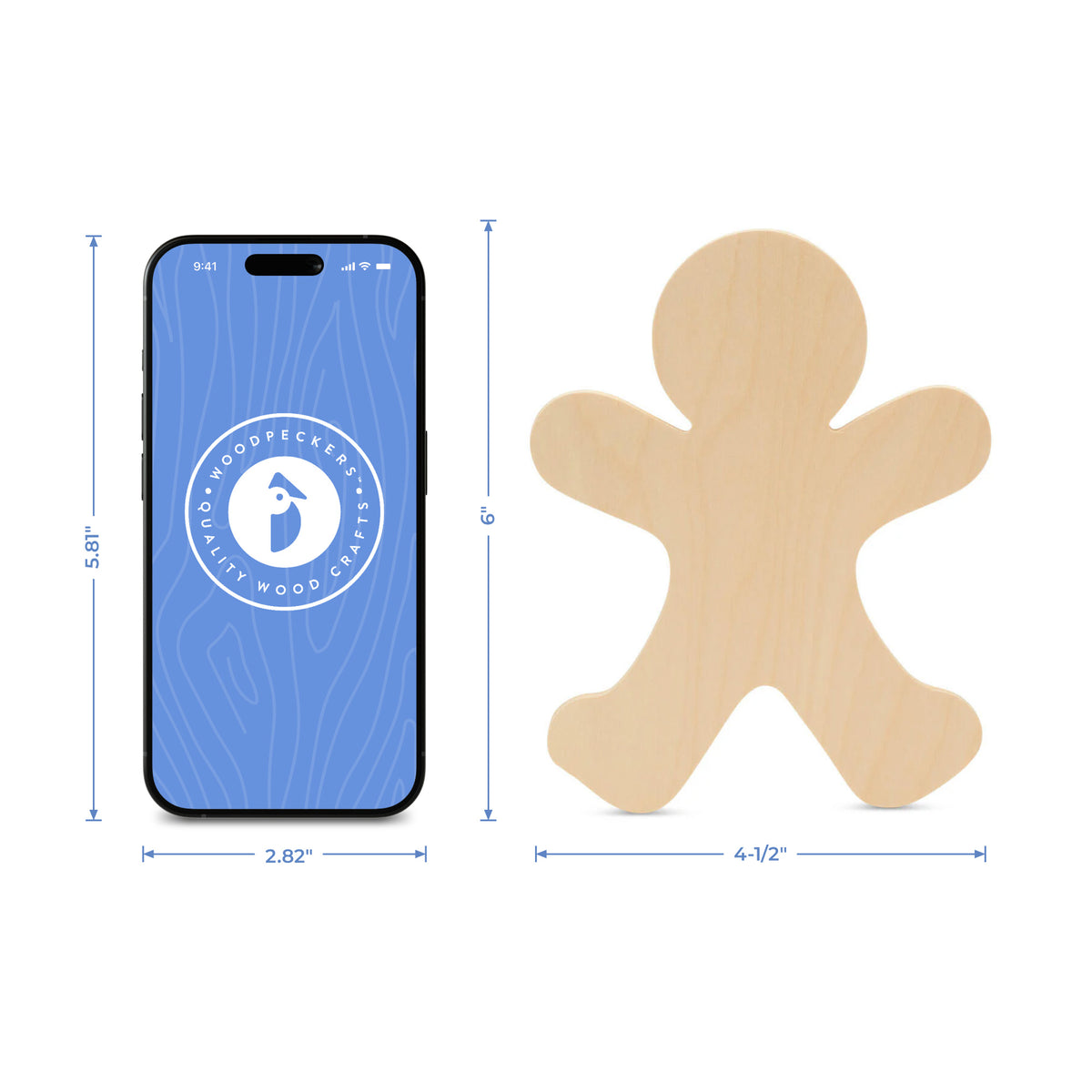 Gingerbread Man Cutout, Small 6" x 4-1/2"