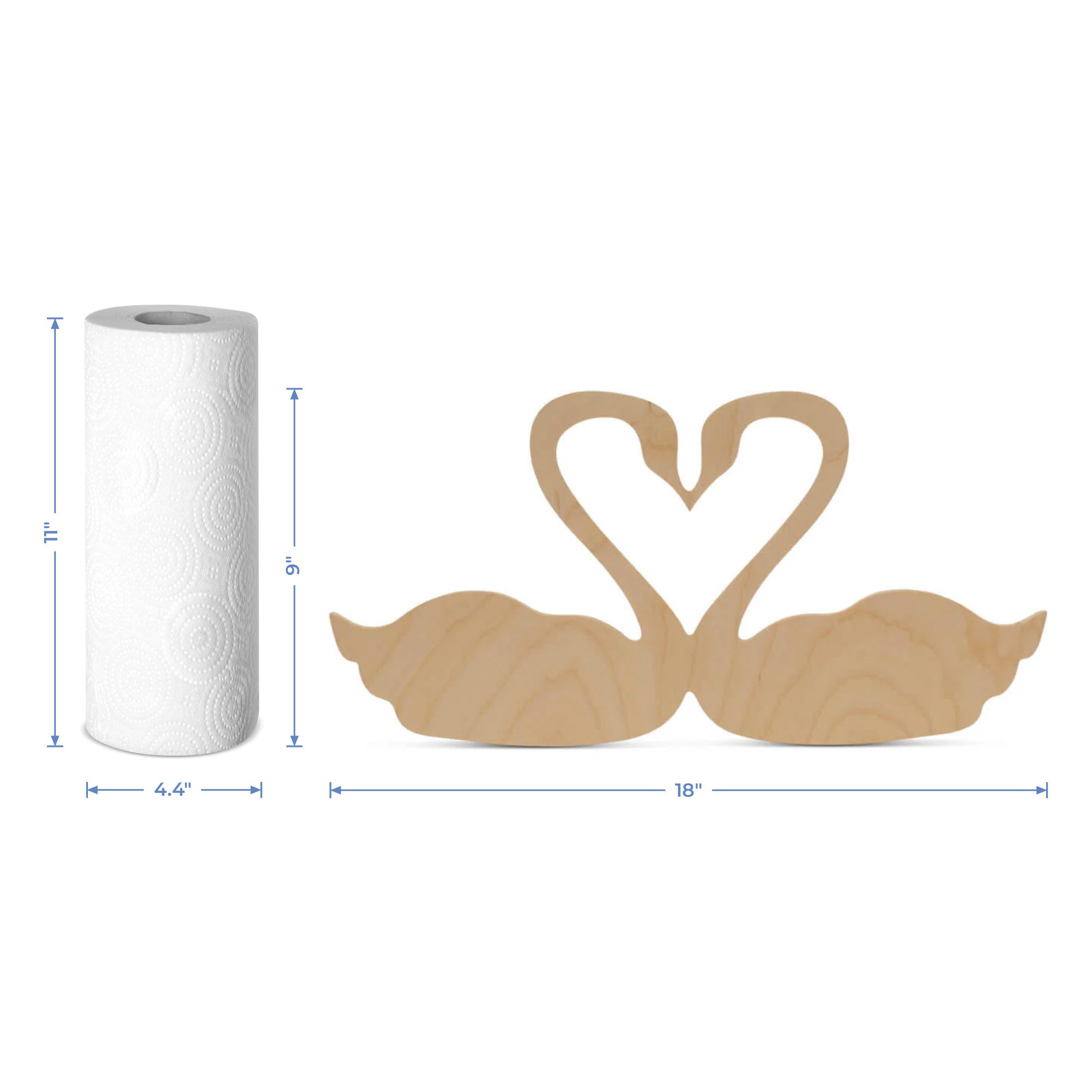 Wood Heart Swans Cutout Jumbo, 18" x 9"