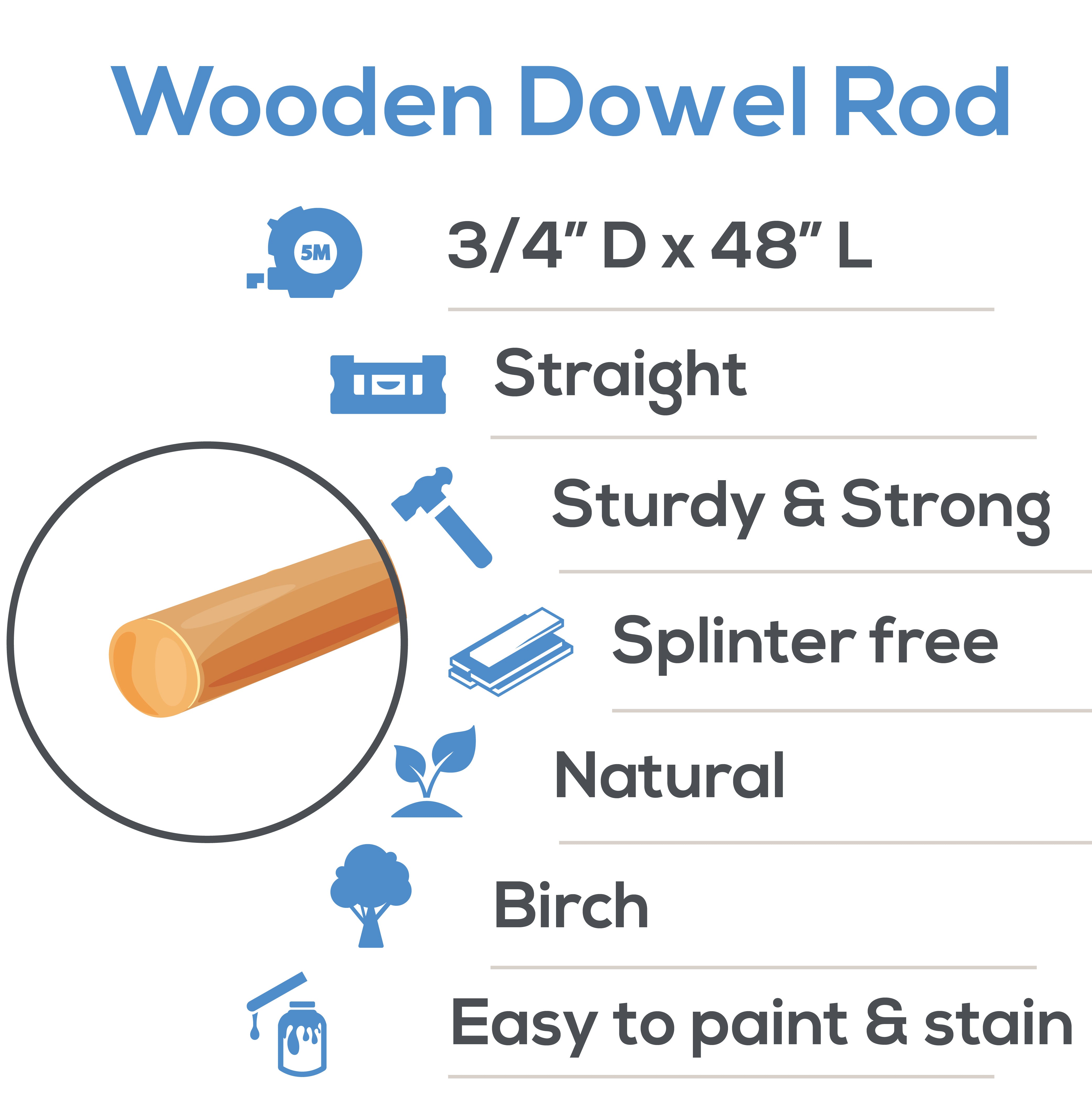 3/4" x 48" Premium Birch Dowel