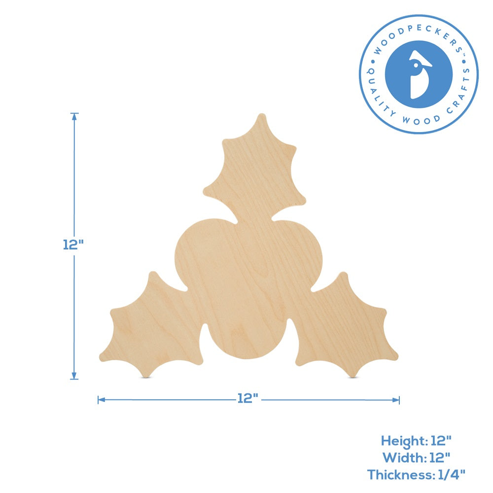 12" Christmas Holly Cutout