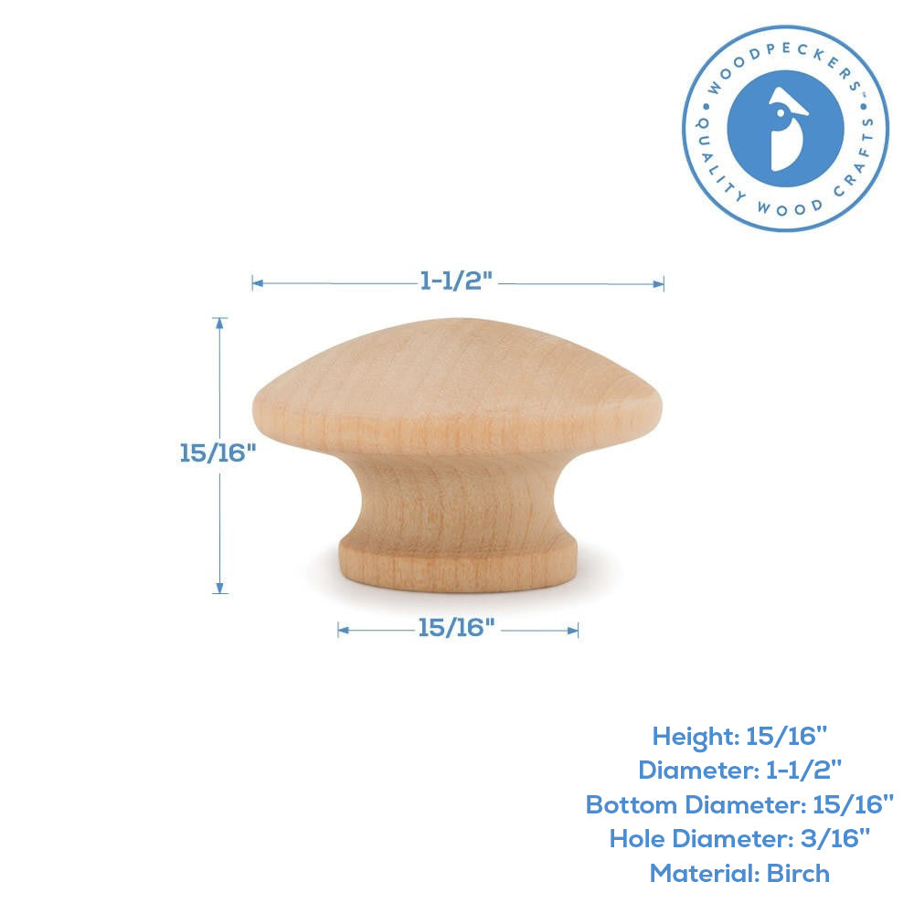 1-1/2" End Grain Wooden Knob
