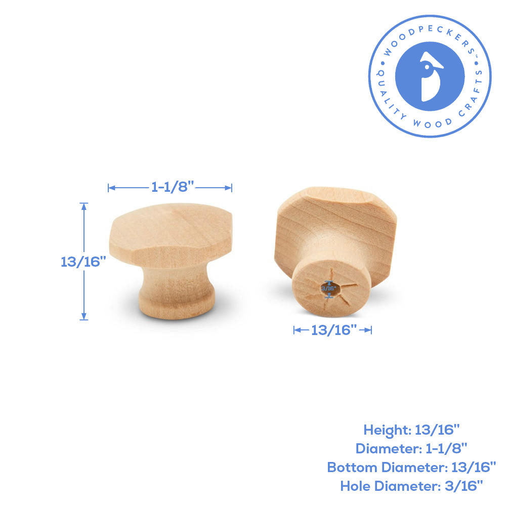 1-1/8" Wooden Square Knob
