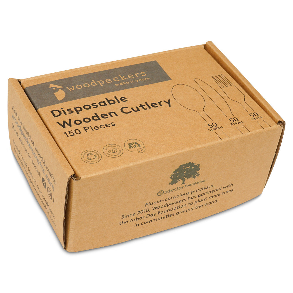 Disposable Wooden Cutlery, Combo Pack of 300