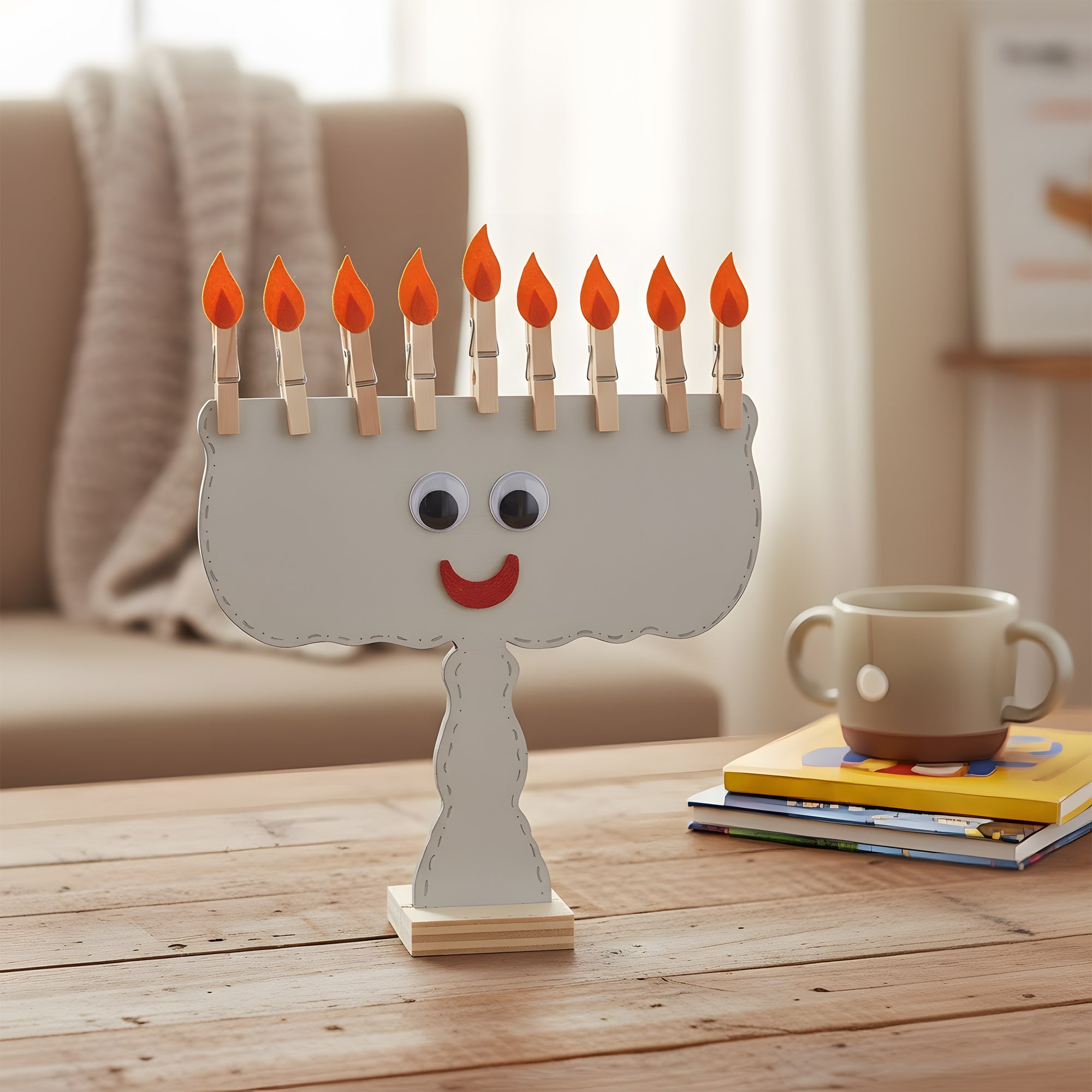 INTERACTIVE MENORAH CUTOUT AND BASE, 11"