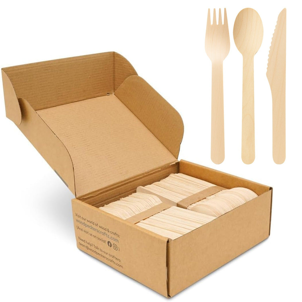 Disposable Wooden Cutlery, Combo Pack of 150