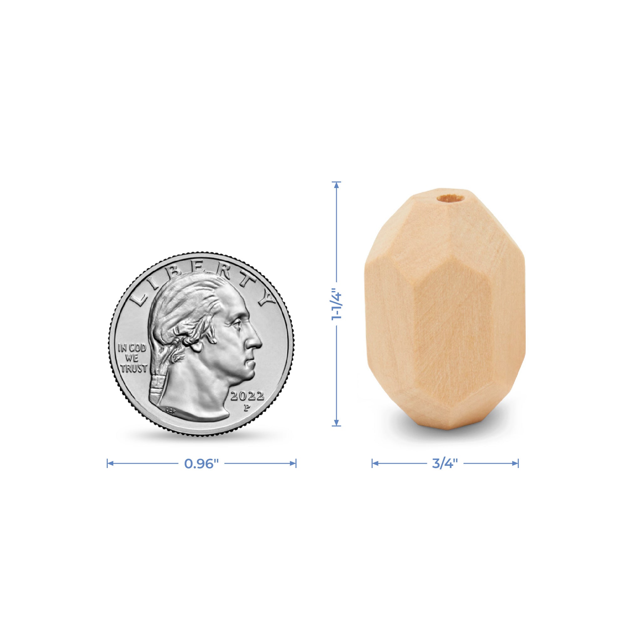 Gemstone Wood Bead, 1-1/4"
