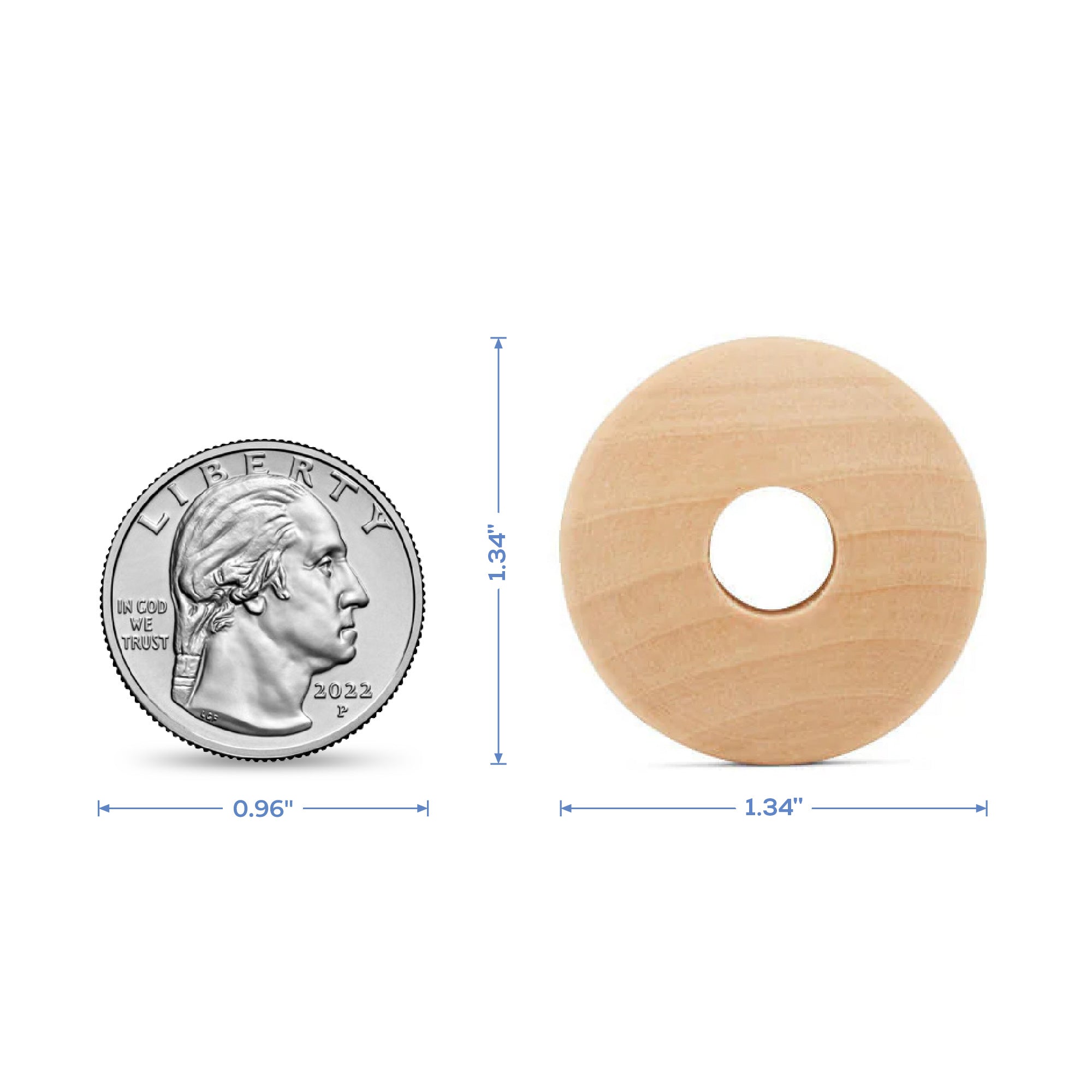 Wood Disc Bead, 1.34"