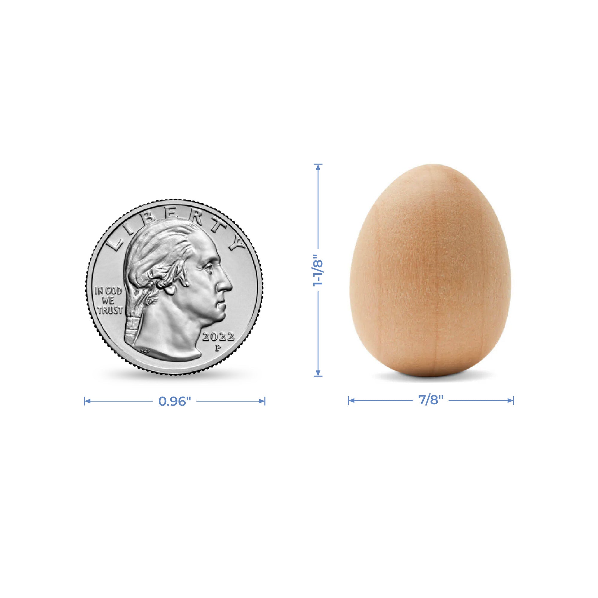 1-1/8" Unfinished Wooden Egg