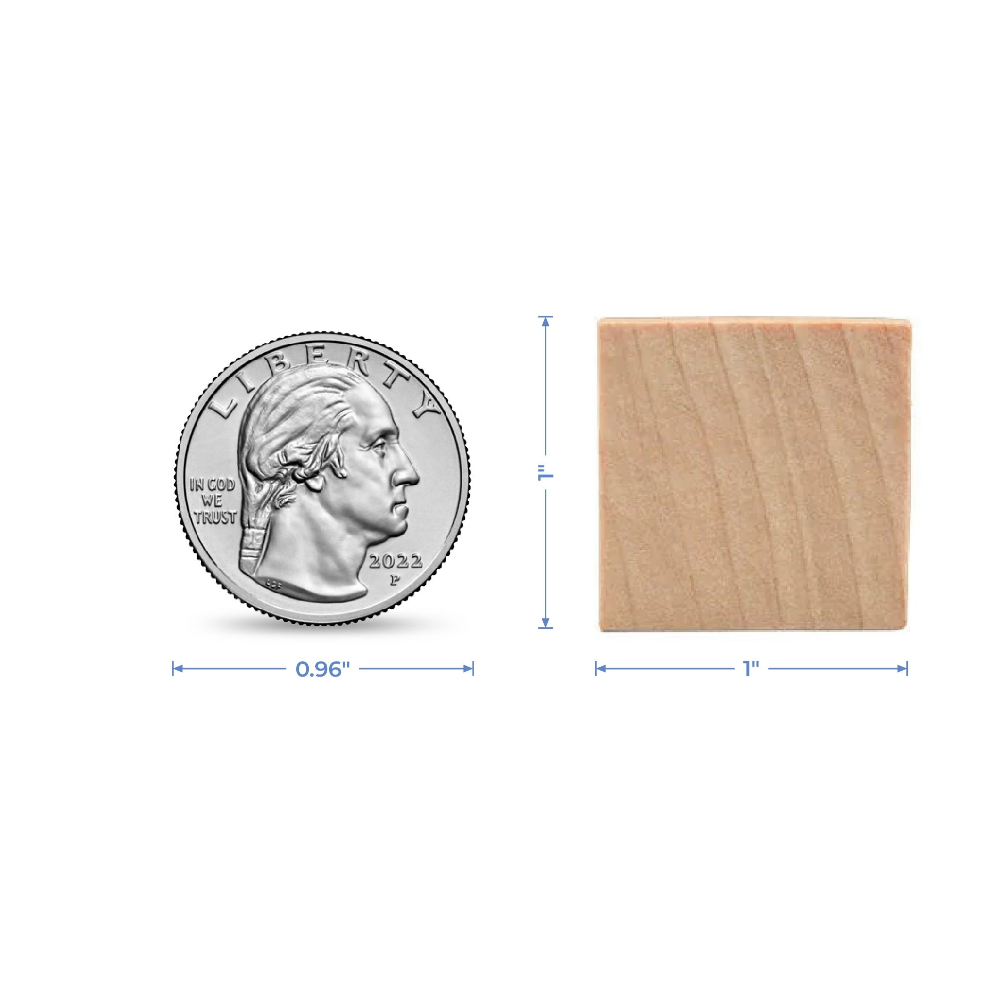 Wooden Square Cutout, 1", 1/8" thick