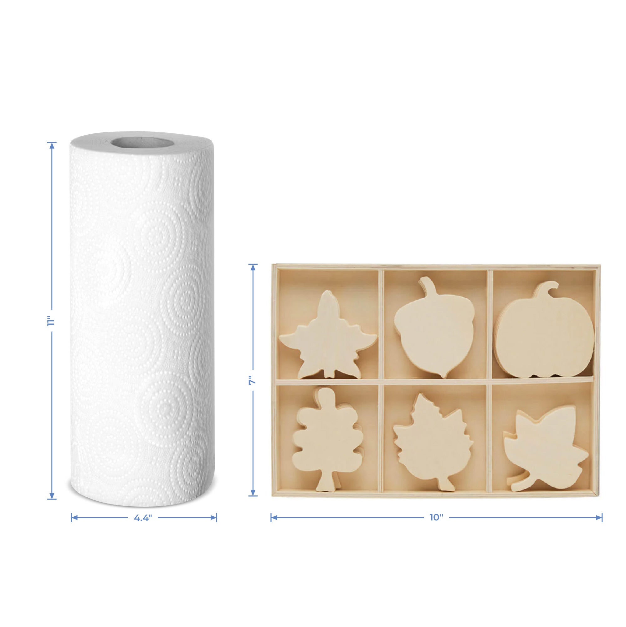 Unfinished Wood Sorting Tray with Autumn Cutouts