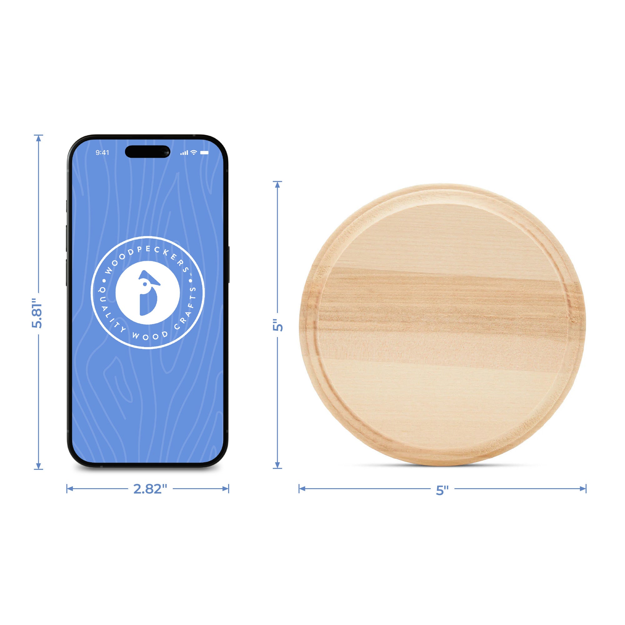 Round Wood Coasters, 5”