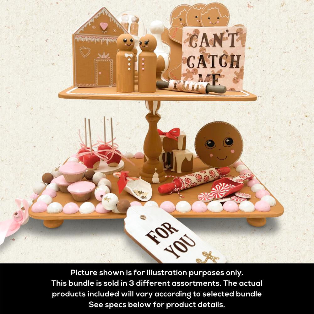 Christmas Gingerbread Tiered Tray and Full Accessories Bundle
