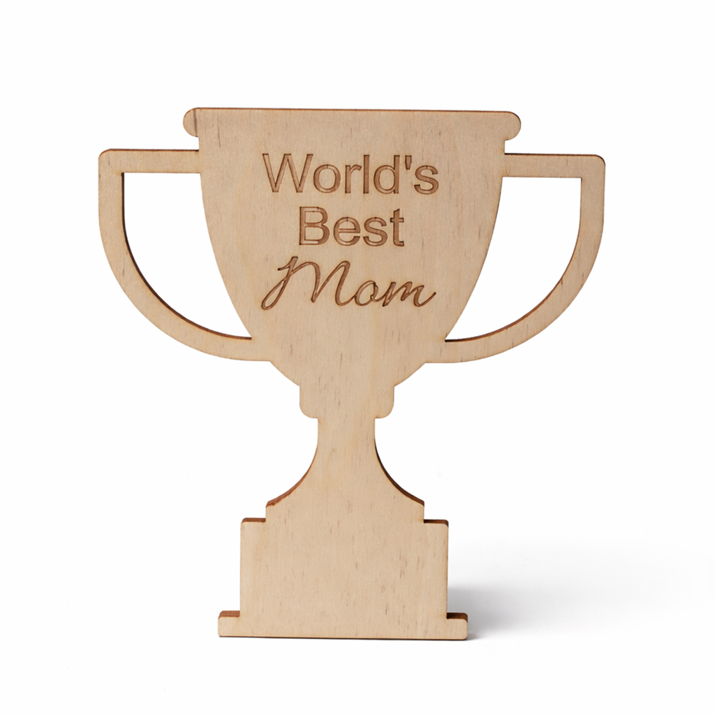 10" Wood "World's Best Mom" Trophy Cutout
