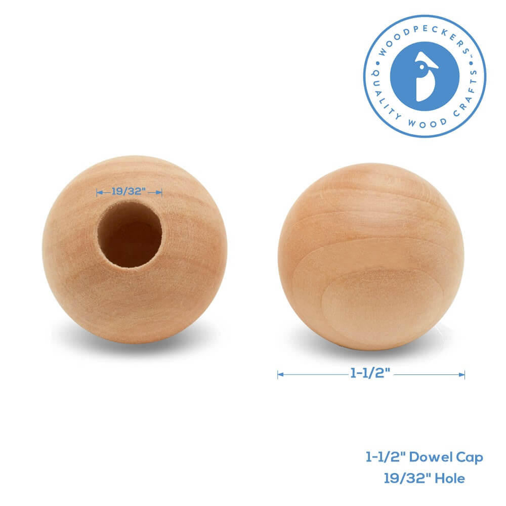 1-1/2" Dowel Cap, 1/2" Hole