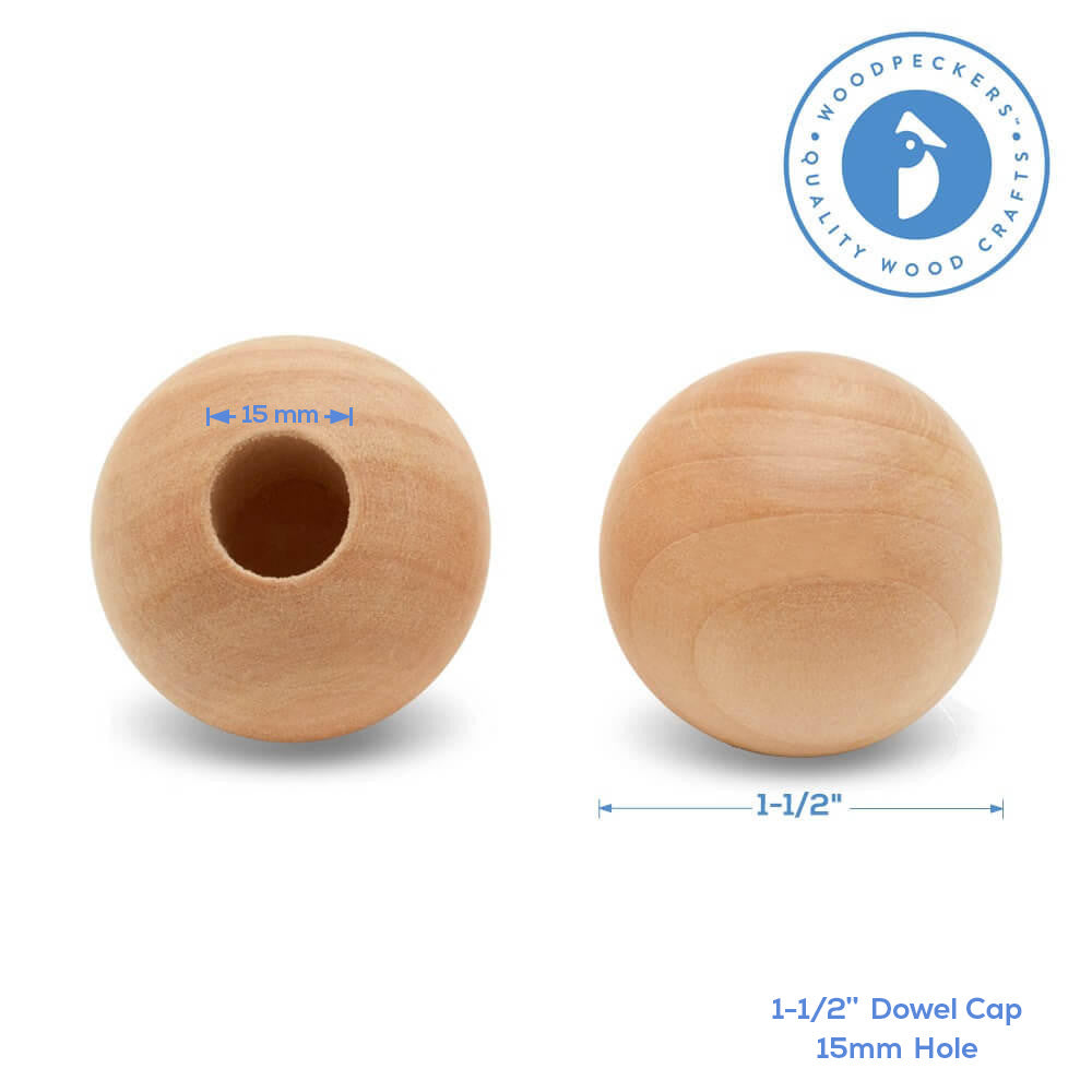 1-1/2 Dowel Cap, 15mm Hole