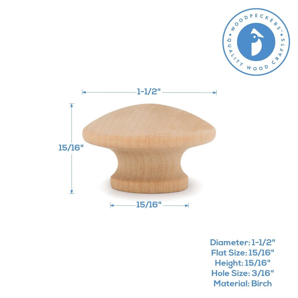 1-1/2" End Grain Wooden Knob