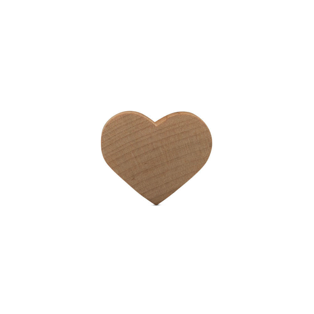 1-1/2" Puffy Wood Heart Cutout, 1/4" Thick