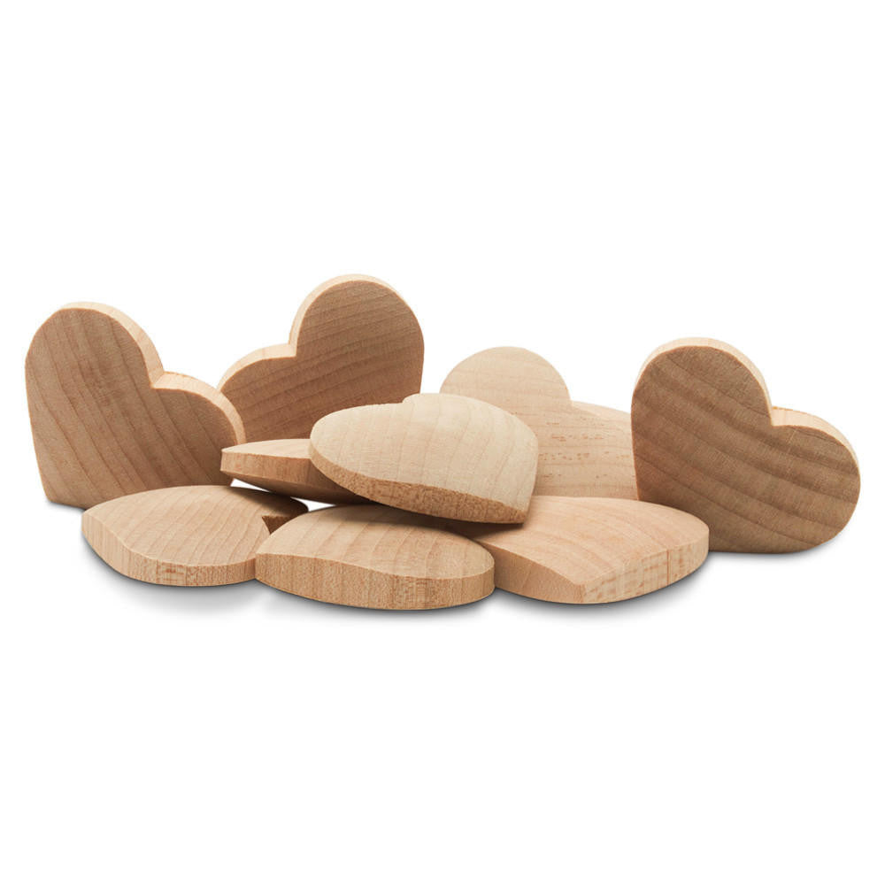 1-1/2" Puffy Wood Heart Cutout, 1/4" Thick
