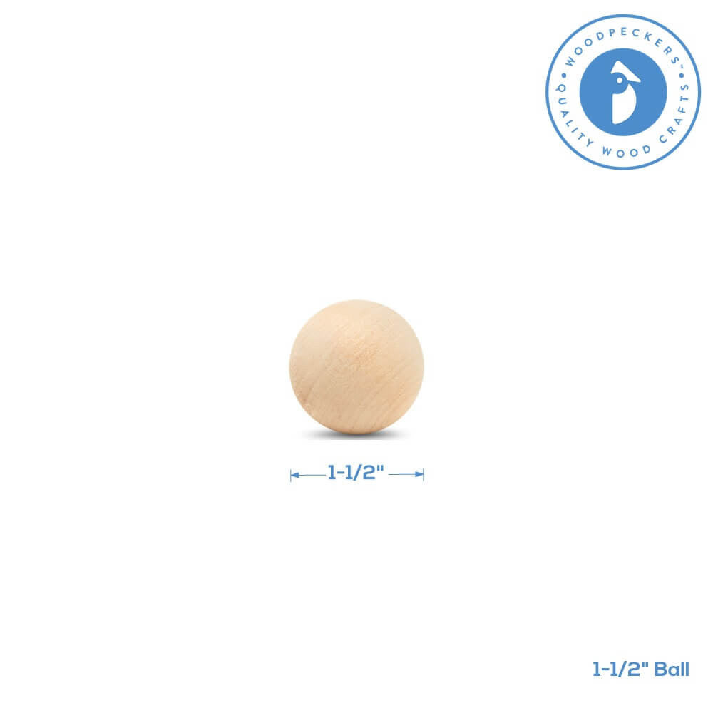 Woodpeckers Crafts 1-1/2" Round Wood Ball
