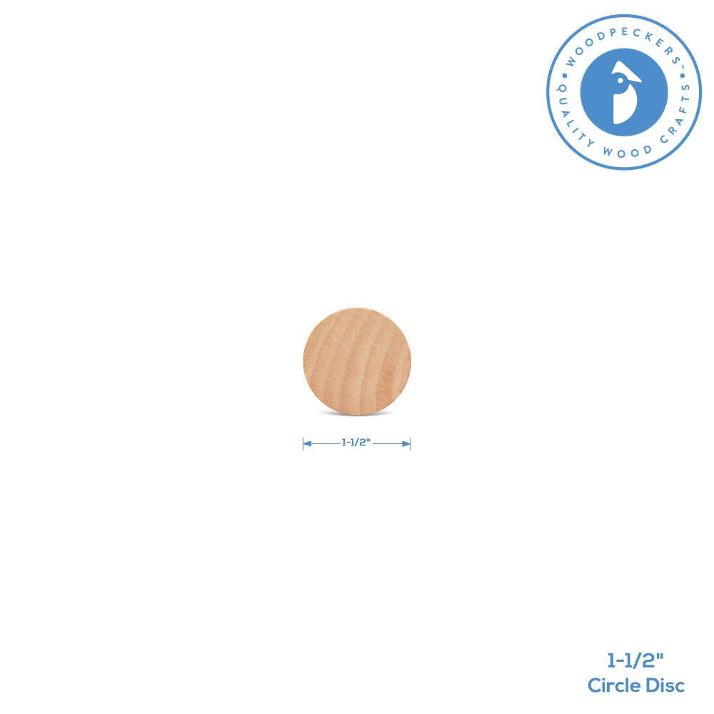 1-1/2" Wood Disc, 1/4" Thickness