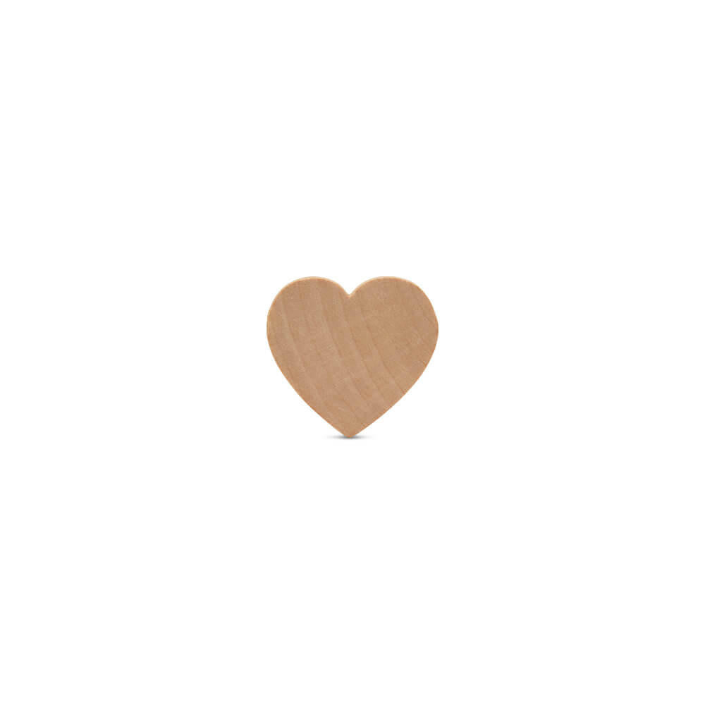 1-1/2" Wood Heart Cutout, 1/8" Thick