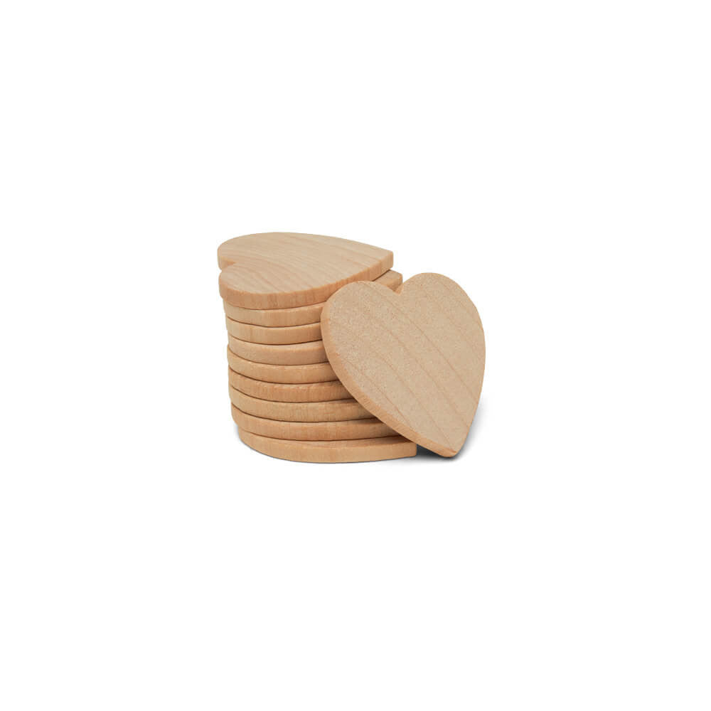 1-1/2" Wood Heart Cutout, 1/8" Thick