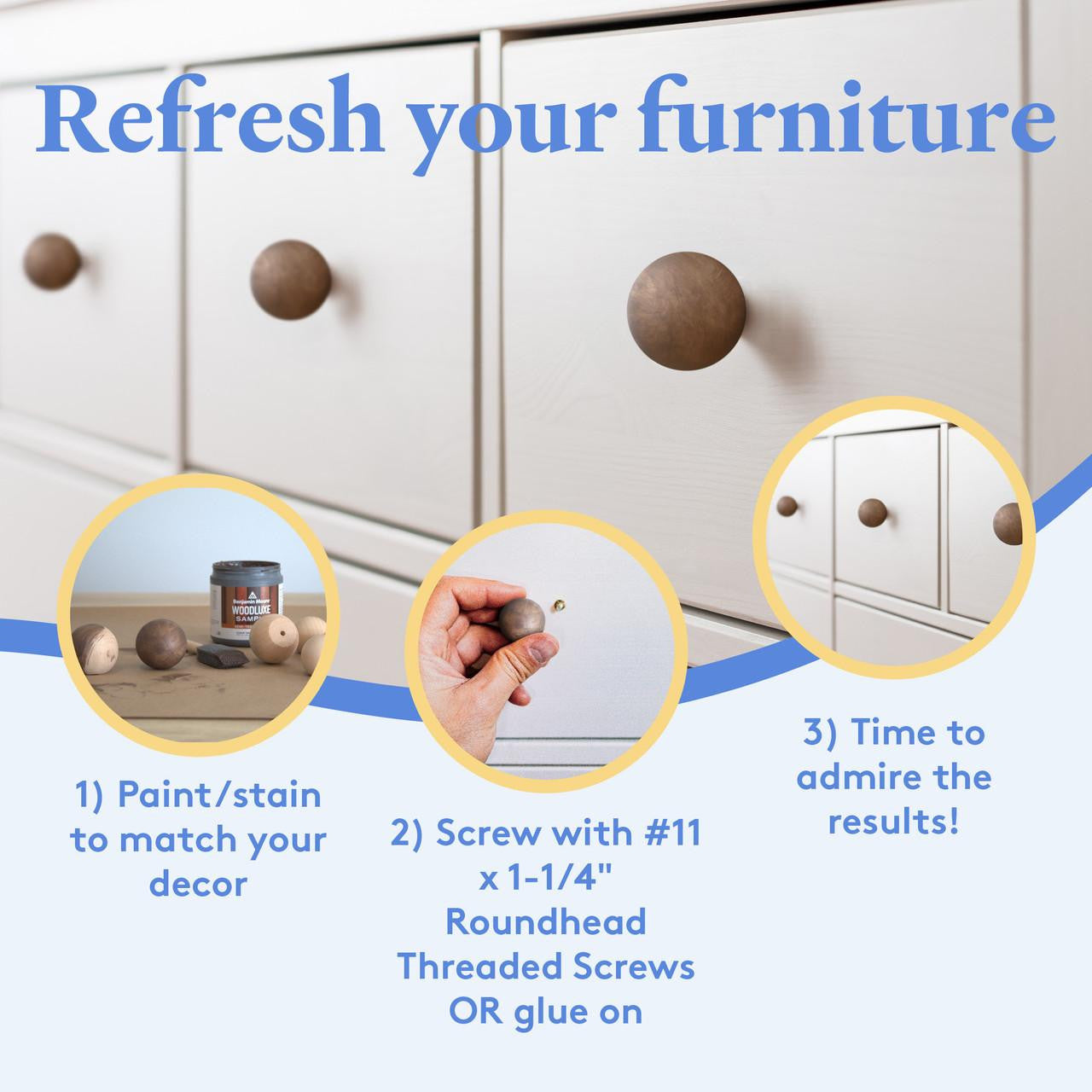 1-3/4" Wooden Ball Knob