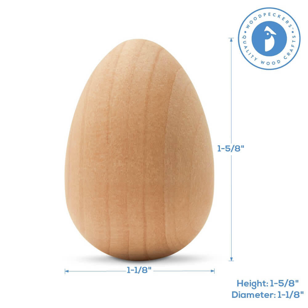 Woodpeckers Crafts 1-5/8" Unfinished Wooden Egg