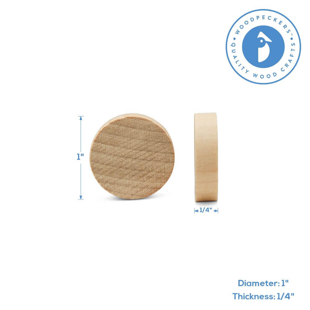 1" Wood Disc, 1/4" Thickness