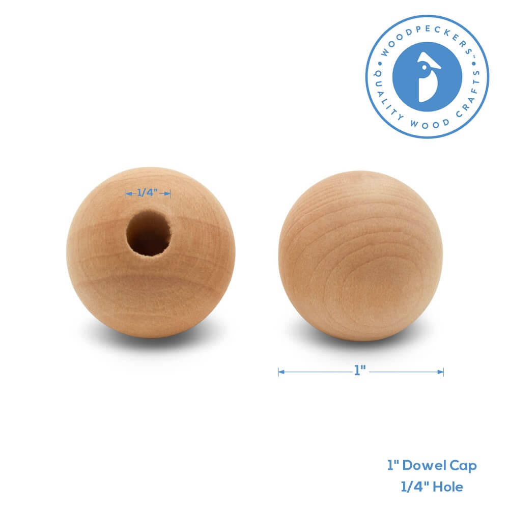 1" Dowel Cap, 1/4" Hole