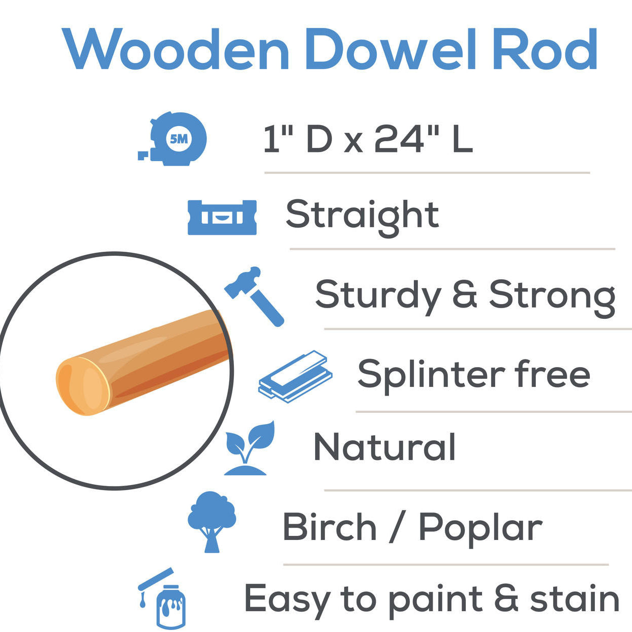 Woodpeckers Crafts 1" x 24" Wood Dowel