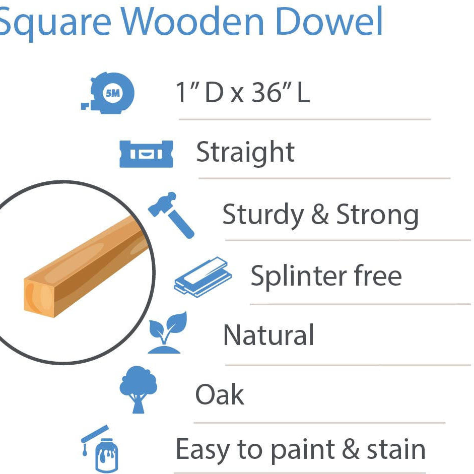 Woodpeckers Crafts 1" X 36” Square Oak Dowel