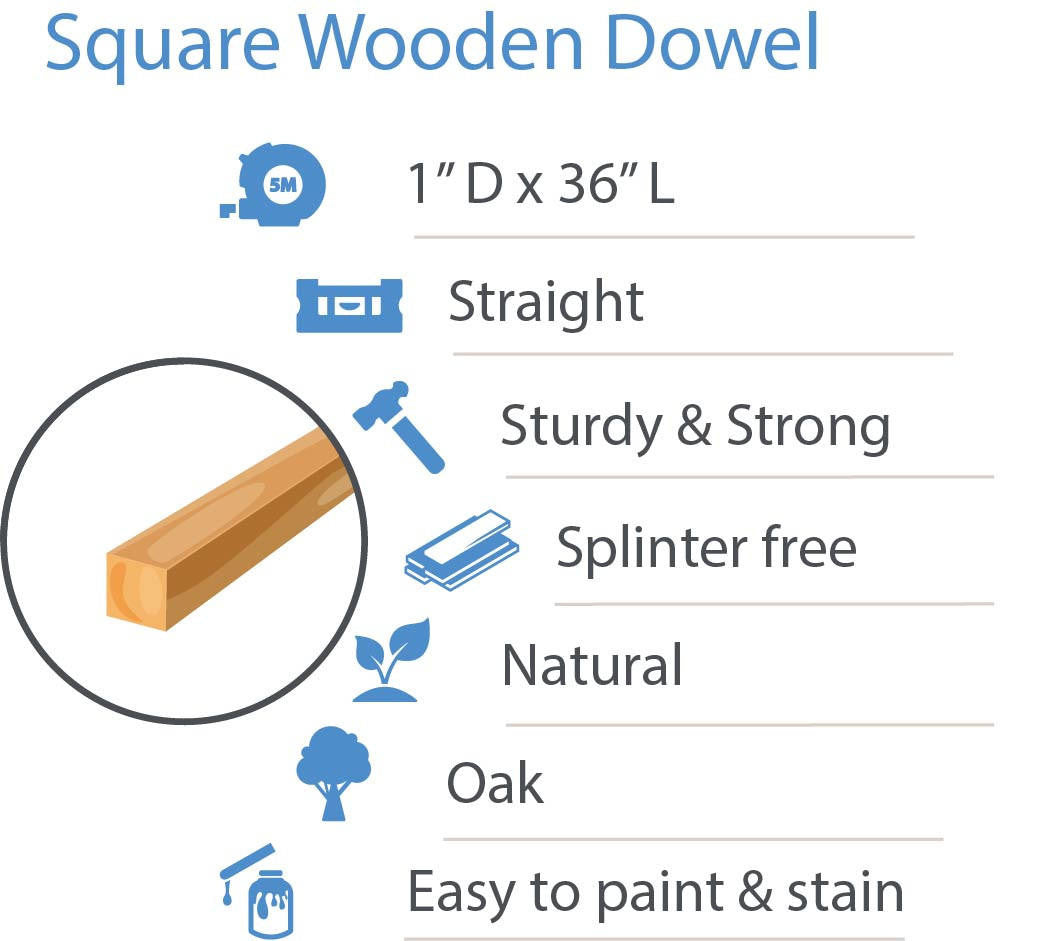 1" X 36” Square Walnut Dowel