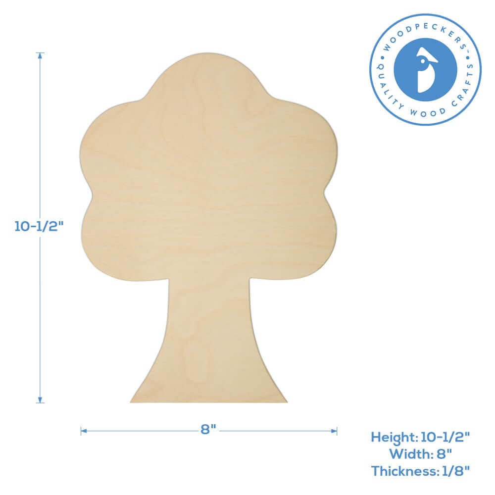 Woodpeckers Crafts 10- 1/2" Tree Wooden Cutout