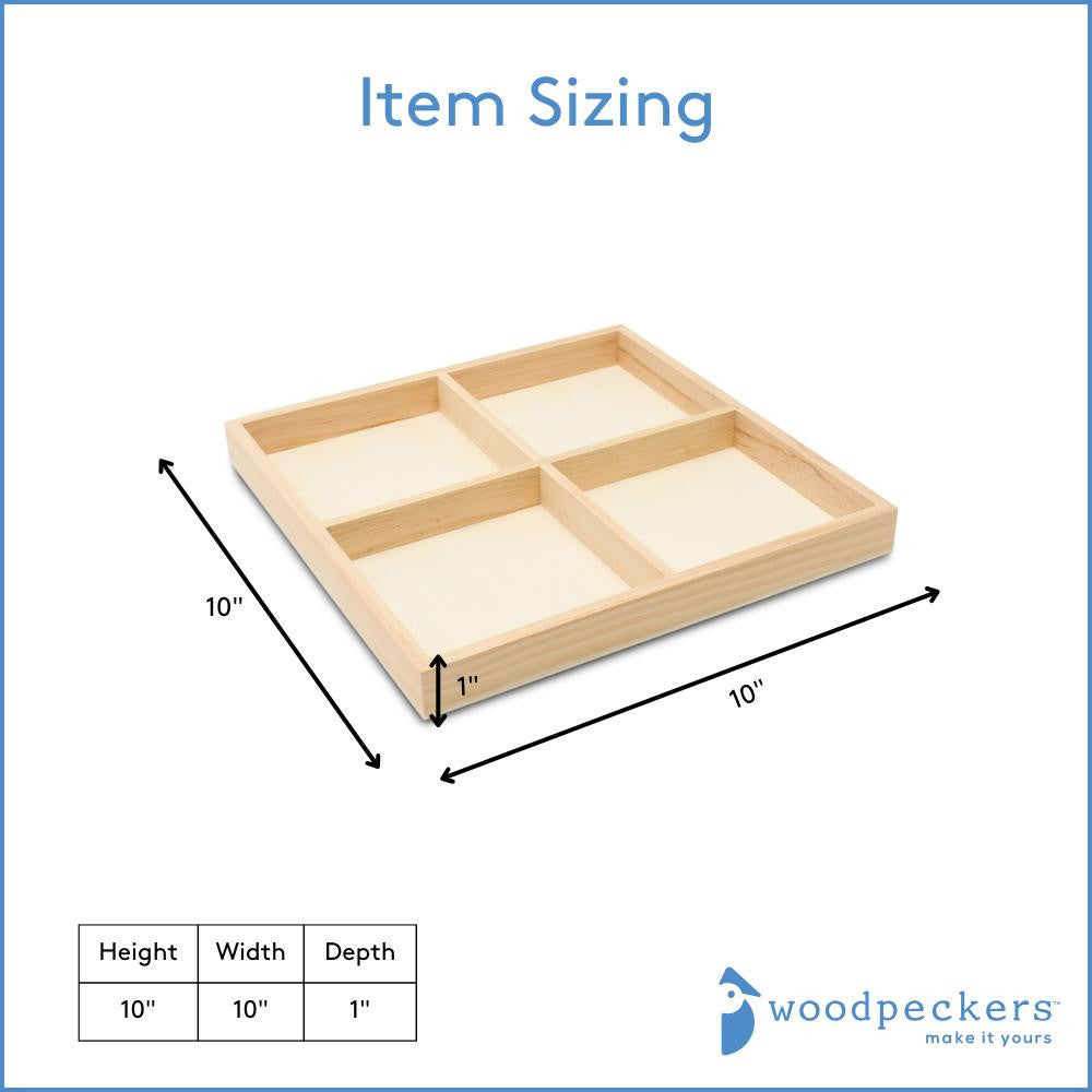 10 x 10 Square 4-Section Tray