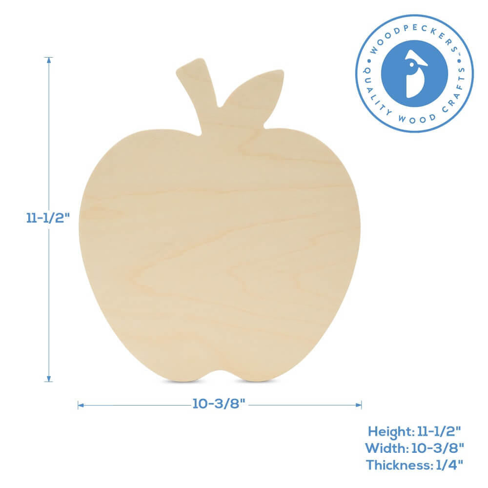 11.5" Wood Apple Cutout, 11.5" x 10" x 1/4"