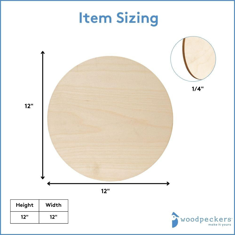 Woodpeckers Crafts 12" Circle Wooden Cutout, 1/4" Thick, Dark Edged